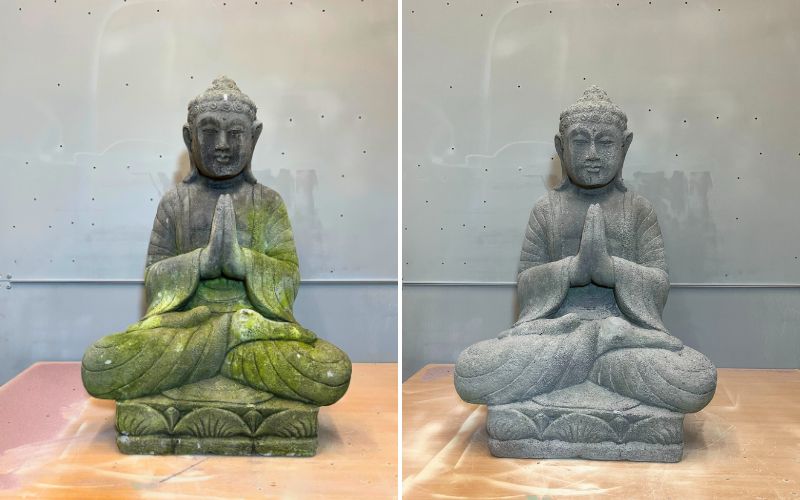 Buddha avant décapage sur pierre